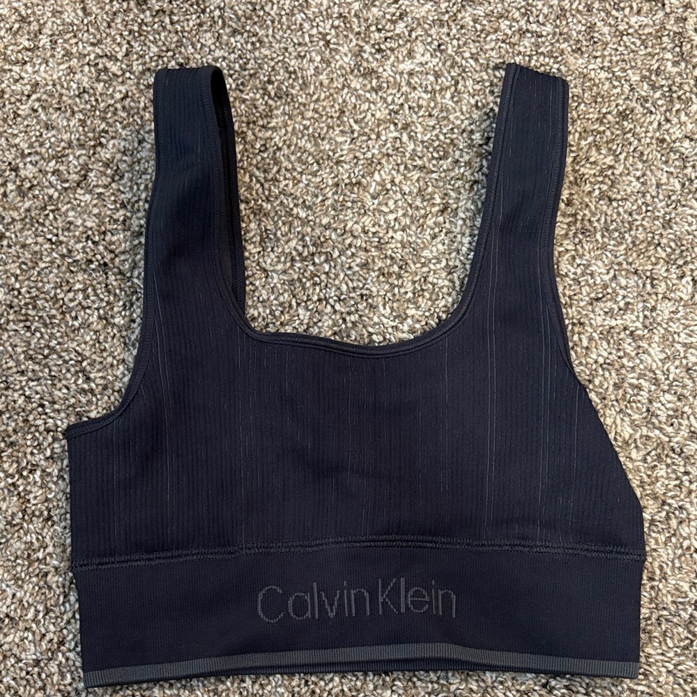 Calvin Klein Black Ribbed Scoop-Neck Sports Bralette